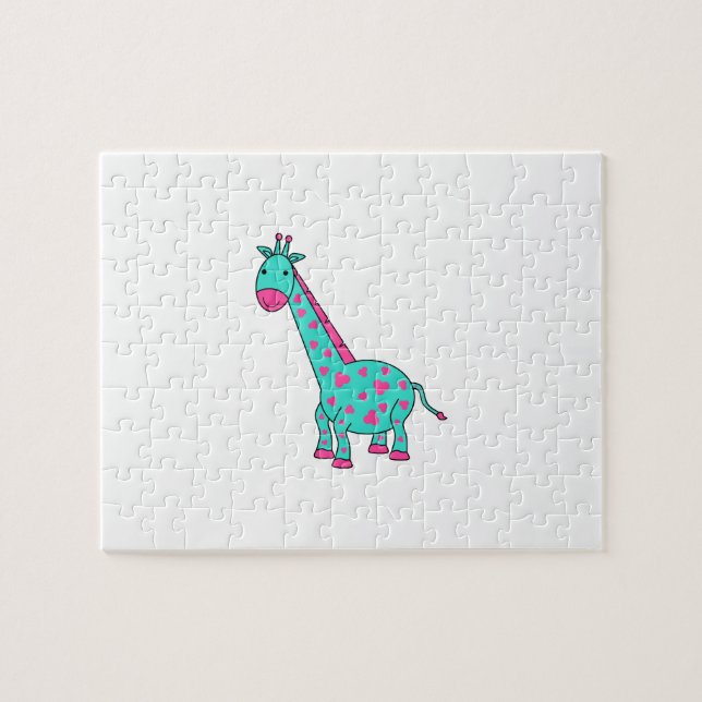 Puzzle Girafe de turquoise avec les cheveux roses (Horizontal)