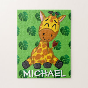 Puzzle Girafe La jungle de Cute Nom vert Cartoon Rainfore