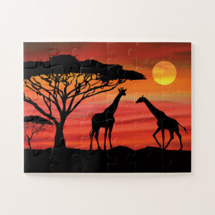 Puzzle Girafes Coucher de soleil africain