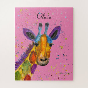 Puzzle Giraffe Animaux Abstraits Sauvages Cute Art Arc-en