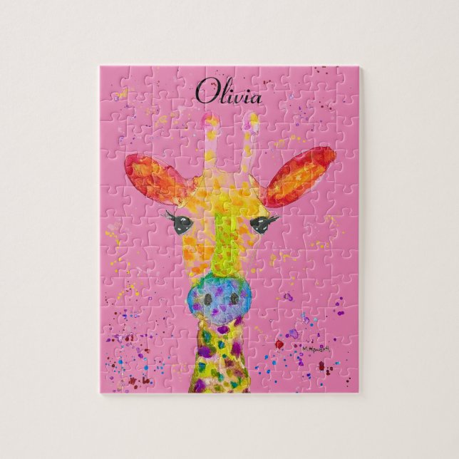 Puzzle Giraffe Animaux Abstraits Sauvages Cute Art Arc-en (Vertical)