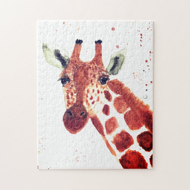 Puzzle Giraffe aquarelle animal Safari enfants humour zoo (Vertical)