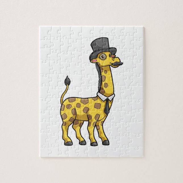 Puzzle Giraffe en Gentleman avec Casquette, Cravate et Mo (Vertical)
