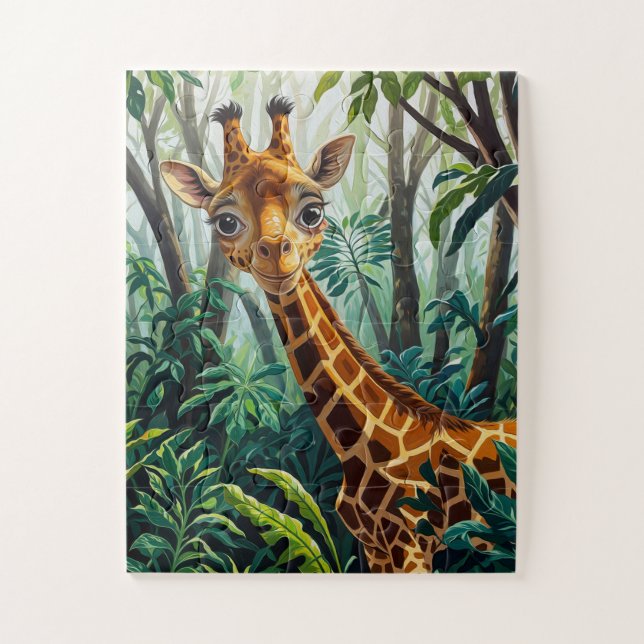 Puzzle Giraffe en Girafe de Cartoon Cheeky Cute Cachée da (Vertical)