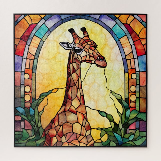 Puzzle Giraffe en verre ciselé (Vertical)