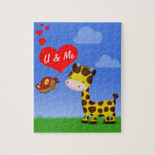 Puzzle Giraffe et papillon en amour