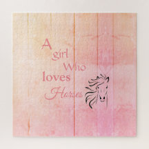 Girl Loves Chevaux Script Cheval rose Fille Glam