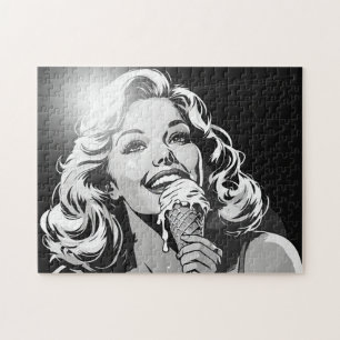 Puzzle Glace blonde de style comic graphique BW 50