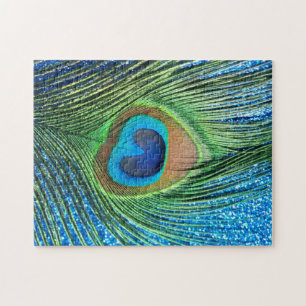Puzzle Glittery Blue Peacock Feature Encore Vie