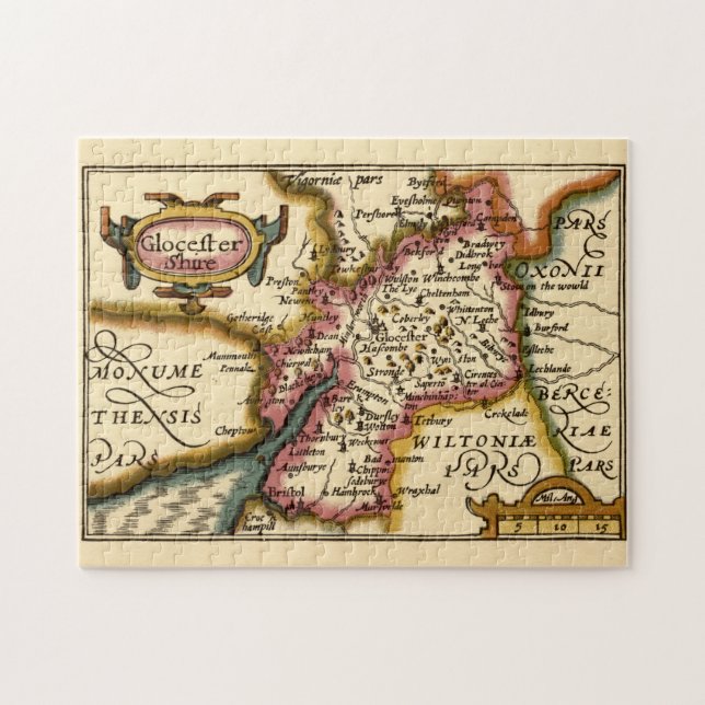 Puzzle Gloucestershire Comté Angleterre Ancienne carte An (Horizontal)