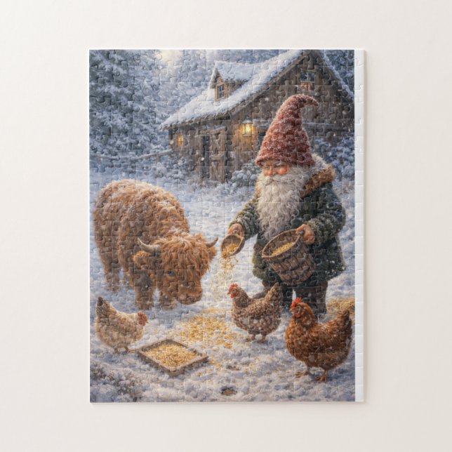 Puzzle Gnome et mini vache Highland (Vertical)