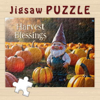 Puzzle Gnome Mignon Personnalisé dans un Champ de Citroui