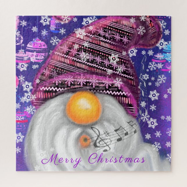Puzzle Gnomin En Casquette Violet Chante Une Chanson De N (Vertical)