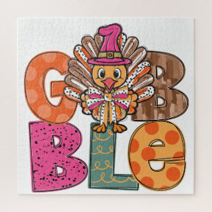 Puzzle Gobble Funny Thanksgiving diner Dîner amusant Enfa
