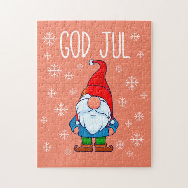Puzzle God Jul, Swedish Tomte Gnome, Merry Scandinave (Vertical)
