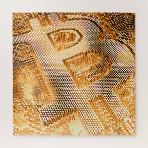 Puzzle Gold Bitcoin Digital Cryptocurrency BTC Logo