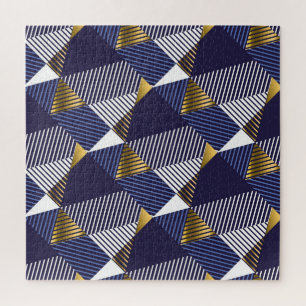 Puzzle Gold Blue Luxe : Motif géométrique sans couture