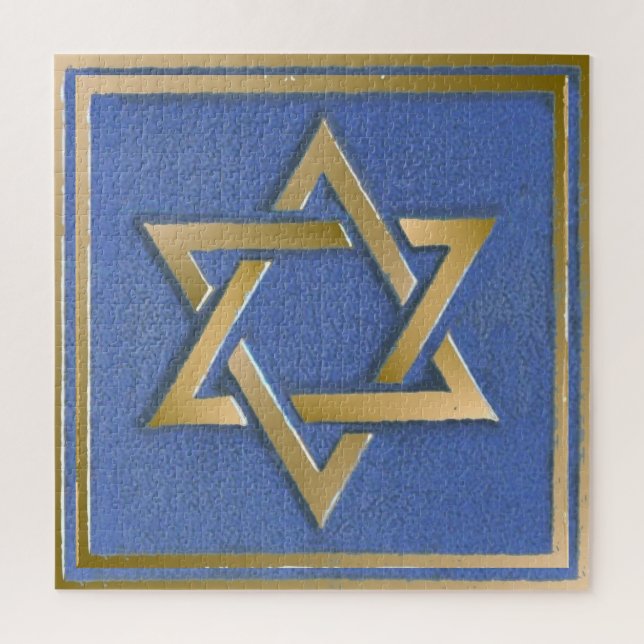 Puzzle Gold Blue Star de David Art Panel (Vertical)