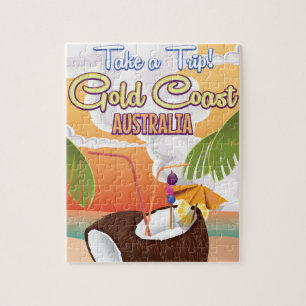 Puzzle Gold Coast, Australie affiche de voyage