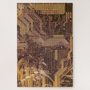 Puzzle Gold Cyber Circuit Board Tech Art Electronique