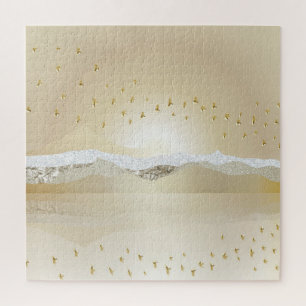 Puzzle Gold hiver Sunset Mountain Réflexion dans l'eau