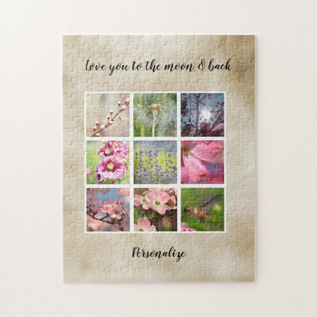 Puzzle Gold Love Personnalisé Photo Collage (Vertical)