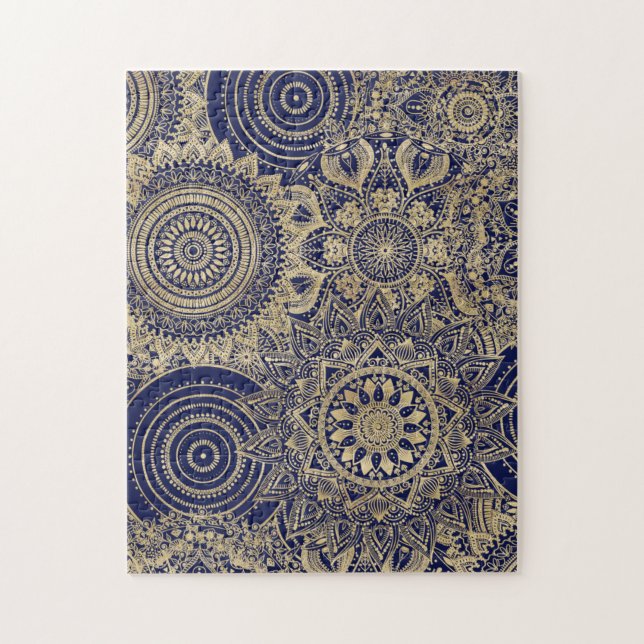 Puzzle Gold Mandala Collection Design bleu (Vertical)