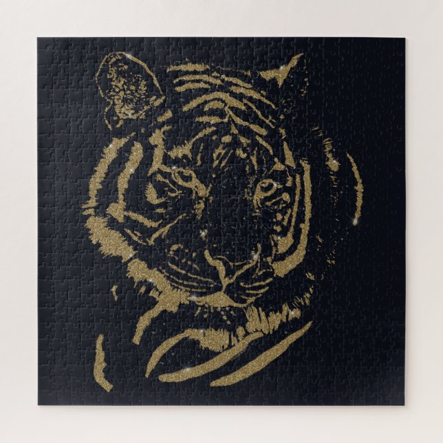 Puzzle Gold Tiger noir Design (Vertical)
