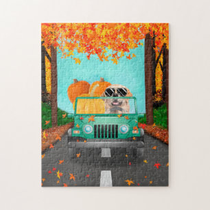 Puzzle Golden Retriever Chien Citrouille automne