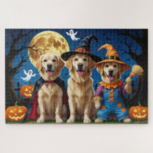 Puzzle Golden Retriever Chiens Citrouille Halloween Funny