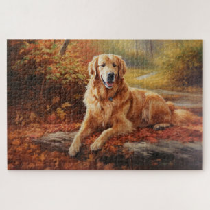 Puzzle Golden Retriever en automne Leaves automne Inspire