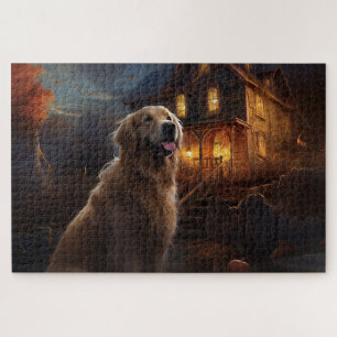 Puzzle Golden Retriever Halloween Épouvantable
