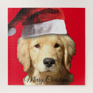 Puzzle Golden Retriever portant un Casquette du Père Noël