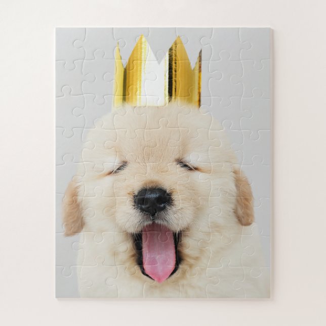 Puzzle Golden Retriever Puppy Sleepy en Couronne (Vertical)