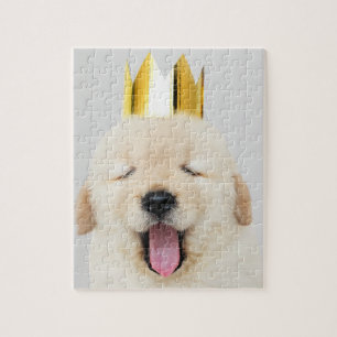 Puzzle Golden Retriever Puppy Sleepy en Couronne