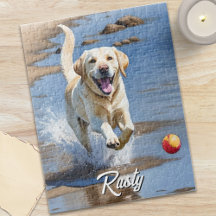 Golden Retriever qui rapporte l'objet Aquarelle Ch