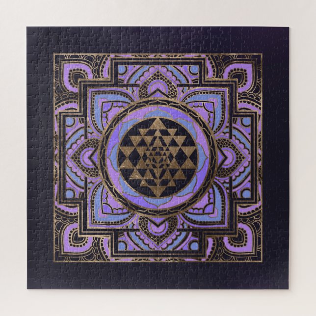 Puzzle Golden Sri Yantra / Sri Chakra en lotus pastel (Vertical)
