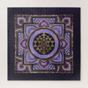 Puzzle Golden Sri Yantra  / Sri Chakra in pastel lotus