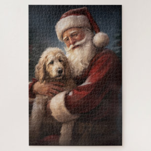 Puzzle Goldendoodle avec Noël Festif du Père Noël