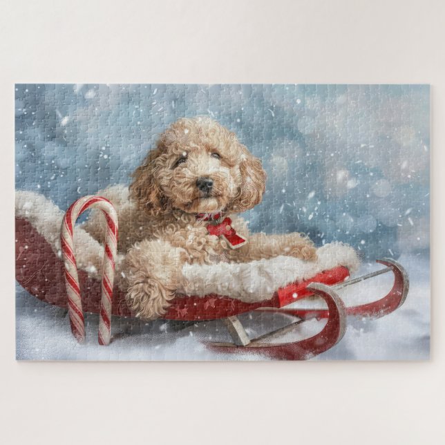 Puzzle Goldendoodle Chien Festif de Noël (Horizontal)