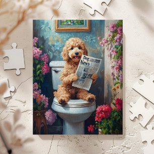 Puzzle Goldendoodle Chien sur Toilet Funny