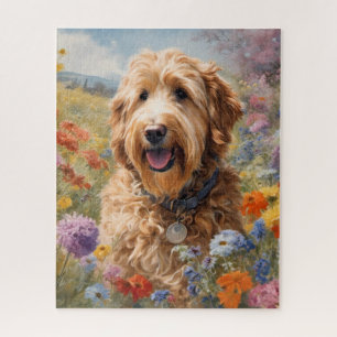 Puzzle Goldendoodle en fleur