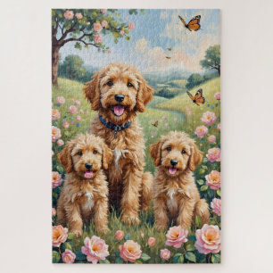Puzzle Goldendoodle Prairie de Rose Sauvage Art