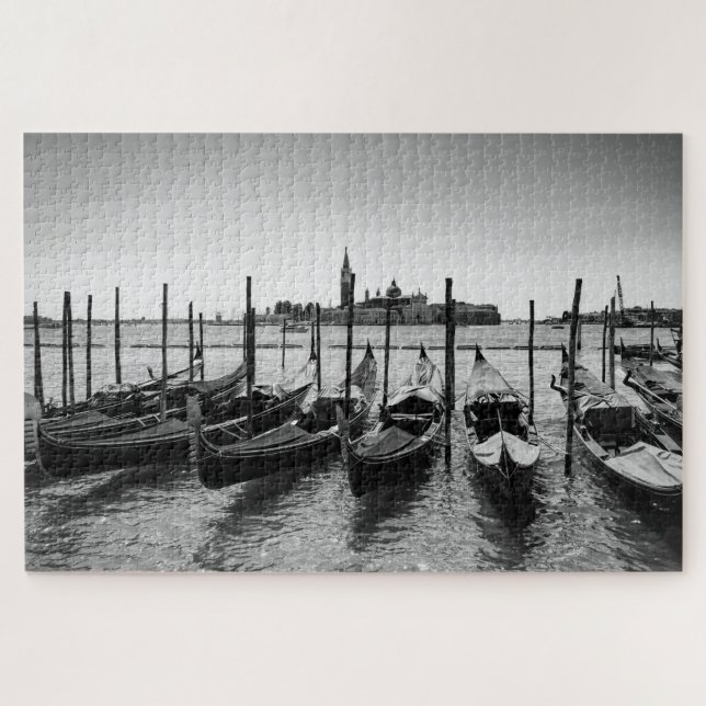 Puzzle Gondolas à Venise en noir et blanc (Horizontal)