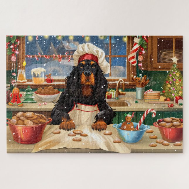 Puzzle Gordon Setter Gâteau de vacances : Noël festif (Horizontal)