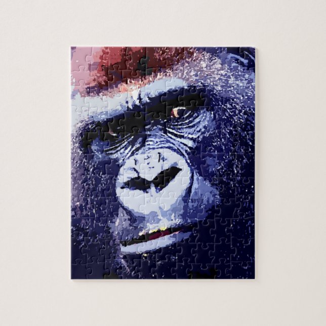 Puzzle Gorilla Face Blue Pop Art (Vertical)