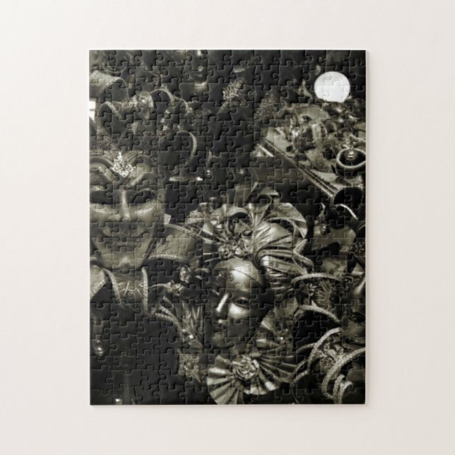 Puzzle Gothic Dark Masquerade Masks Black and White (Vertical)