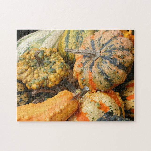 Puzzle Gourdes colorées et fantaisie automne (Horizontal)
