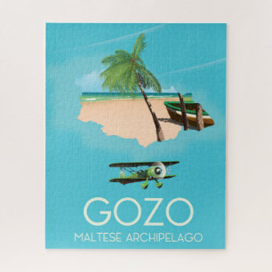 Puzzle Gozo, archipel maltais Affiche de voyage carte.