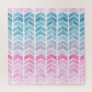 Puzzle Gradient Chevron : Aquarelle Motif Herringbone.